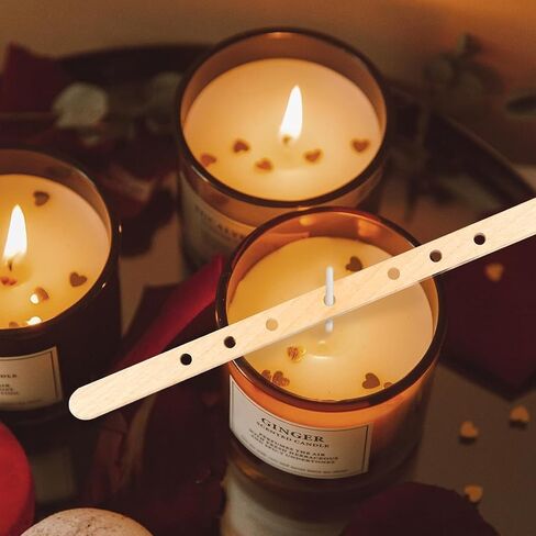 50Pcs Wooden Candle Wick Holders Candle Wick Bars Wicks Centering Device Wick Holders for Candle Making, Large, Multiwick Candles Arts Crafts Wicks Candle Making Crafting in Saudi Arabia