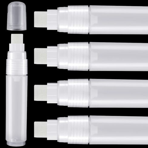 Epakh 4 Pack Refillable Paint Pens Empty Acrylic Touch up Pens for Leather Dye Permanent Clear White Marker Pen Fine Point Markers for Rock Painting Wood Ceramic Metallic Graffiti Drawing(15 mm) in Saudi Arabia
