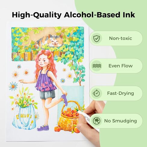Ohuhu Alcohol Markers 80 Colors Brush& Fine for Beginners Adults Coloring in Kuwait