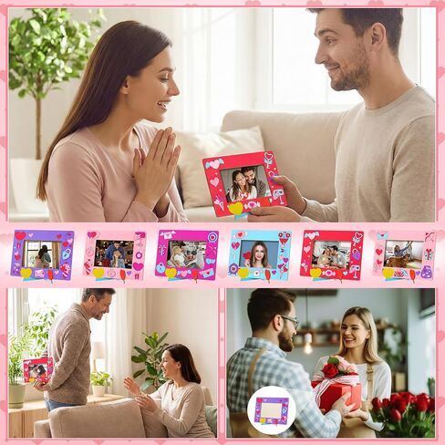 Geelin 12 Packs Wooden Valentine's Day Picture Frame Craft Kits 4x6 Inch DIY Photo Frames for Galentine's Day Party Favor Home Desk Decoration in Saudi Arabia
