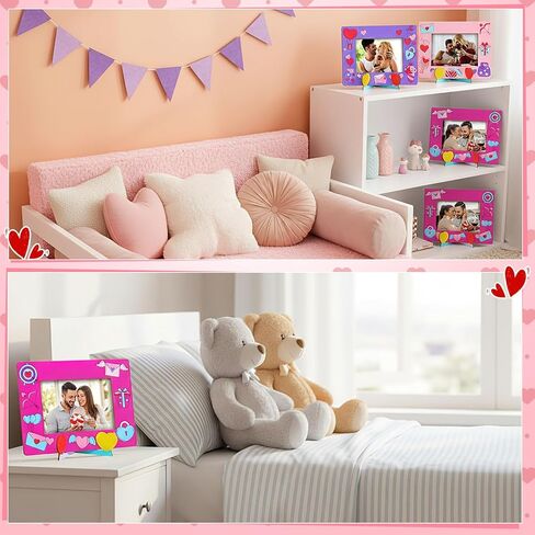 Geelin 12 Packs Wooden Valentine's Day Picture Frame Craft Kits 4x6 Inch DIY Photo Frames for Galentine's Day Party Favor Home Desk Decoration in Saudi Arabia