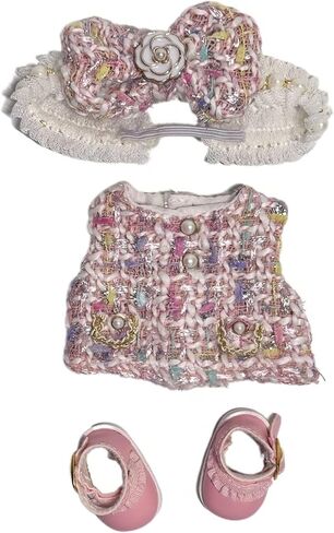 مجموعة فساتين Sweet Bow Dress Collection مكونة من 3 قطع من فساتين الدمى مقاس 17 سم (6.7 بوصة) (بدون دمية) - فساتين قطعة مع مشابك فيونكة وأحذية (وردي) in Kuwait