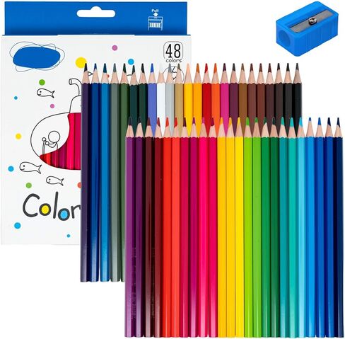 Colored Pencils Set with Sharpener, Soft Core Color Pencils for Adult Coloring Books, Artist Drawing, Sketching, Blending, Shading, Layering & Art Supplies (48 Colors) in Saudi Arabia