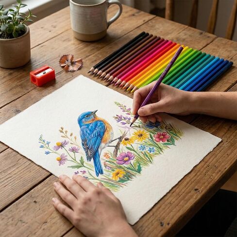 Colored Pencils Set with Sharpener, Soft Core Color Pencils for Adult Coloring Books, Artist Drawing, Sketching, Blending, Shading, Layering & Art Supplies (48 Colors) in Saudi Arabia