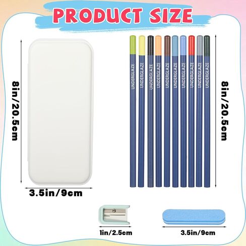 gisgfim 10Pcs Underglaze Pencils Water-Based Underglaze Pencil Set Under Glaze Ceramic Pencils Ceramic Colored Pencil Include Pen Case, Eraser and Sharpener Pottery Decorating Tools for Art Creation in Saudi Arabia