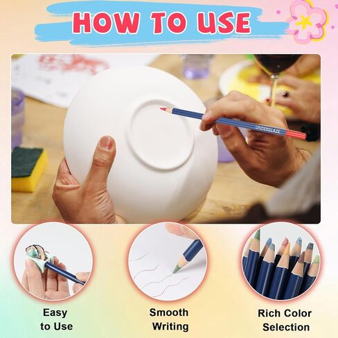 gisgfim 10Pcs Underglaze Pencils Water-Based Underglaze Pencil Set Under Glaze Ceramic Pencils Ceramic Colored Pencil Include Pen Case, Eraser and Sharpener Pottery Decorating Tools for Art Creation in Saudi Arabia