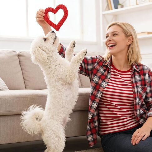 Rbenxia 2 قطعة ألعاب مضغ للكلاب في عيد الحب، ألعاب للكلاب من الحبال القطنية على شكل قلب للحيوانات الأليفة، وردي وأحمر 5.5 بوصة، هدايا عيد الحب للجرو (أحمر، مزيج) in Kuwait