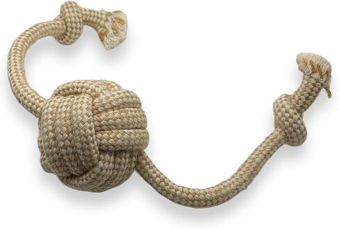 Natural Hemp Dog Rope Toy, Durable Chew and Tug Toy for Medium and Large Dogs, Biodegradable Dental Cleaning Pet Toy (Loop Ball) in Saudi Arabia