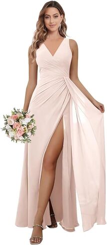 فستان وصيفات الشرف الخامس مع فستان الحفلات الرسمية الشيفون المغطى بالشيفون in Kuwait