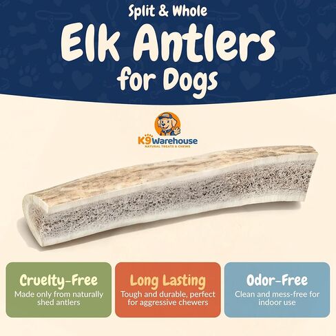 K9warehouse قرون الأيائل المختلطة للكلاب الكبيرة - 7 عبوات، 1.5 رطل - مضغ قرن الوعل الغزلان الطبيعي طويل الأمد في الولايات المتحدة الأمريكية - قرون الكلاب الآمنة والمتينة للمضغ العدواني - قرن الوعل الأيائل للكلاب المتوسطة والكبيرة in Kuwait