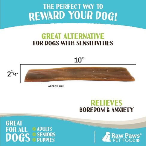 Raw Paws Camel Skin Chews for Dogs, 10-inch (10-Count) - Rawhide Free Dog Chew Long Lasting - Support Dog Anxiety Relief - Bully Stick Alternative in Saudi Arabia