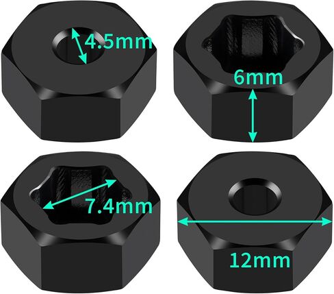 MOHERO 4Pcs 7mm to 12mm Wheel Hex Hub Adaptor 6mm/12mm Thickness Wheel Spacers for 1/16 Losi Mini-T 2.0 Mini-B Mini JRX2 JRXT RC Car Truck Upgrades Parts (6mm) in Saudi Arabia
