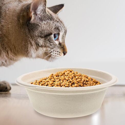 HOMSFOU Disposable Biodegradable Pet Bowl 350ml, Paper Cat and Dog Food and Water Feeder, Portable Indoor Pet Feeding Dish for Cats and Small Dogs in Saudi Arabia