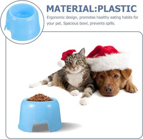 Plastic Dog Food Bowl for Small Dogs and Cats, Round Candy Color Pet Feeding Dish, Blue Water and Food Bowl for Home and Travel in Saudi Arabia