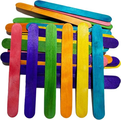 100 Pack Colored Jumbo Wooden Craft Sticks, Assorted Colors, 5.9 x 0.67 Inches, for DIY Arts, Home Projects, Classroom Supplies in Saudi Arabia