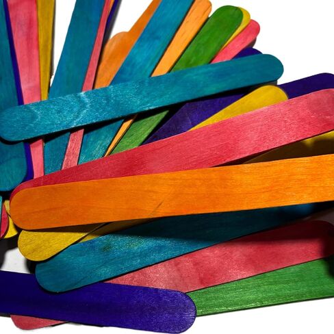 100 Pack Colored Jumbo Wooden Craft Sticks, Assorted Colors, 5.9 x 0.67 Inches, for DIY Arts, Home Projects, Classroom Supplies in Saudi Arabia