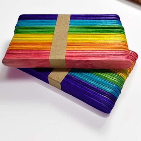 100 Pack Colored Jumbo Wooden Craft Sticks, Assorted Colors, 5.9 x 0.67 Inches, for DIY Arts, Home Projects, Classroom Supplies in Saudi Arabia