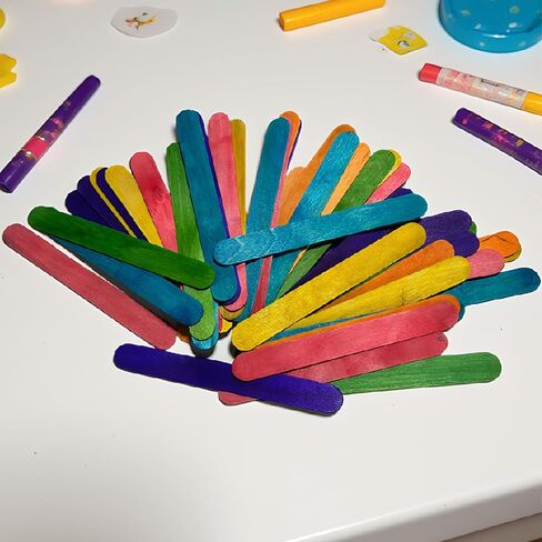 100 Pack Colored Jumbo Wooden Craft Sticks, Assorted Colors, 5.9 x 0.67 Inches, for DIY Arts, Home Projects, Classroom Supplies in Saudi Arabia