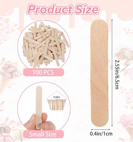 100Pcs Mini Craft Stick, Natural Wood Craft Sticks for Arts and Crafts, Homeschool Activities, Classroom Supplies (2.56 * 0.39 inch) in Saudi Arabia