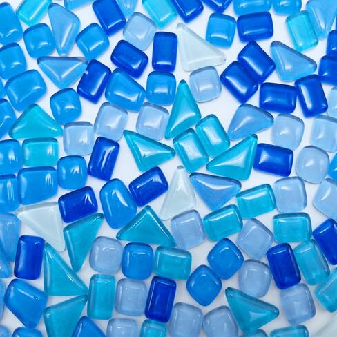 210G Crystal Free Stone Mosaic Tiles DIY Craft Kit, Ocean-Inspired Glass Granules Mosaic Glass Crafts for Art & Decor, Perfect for Kids, Adults, Home Decor(Blue Series) in Kuwait