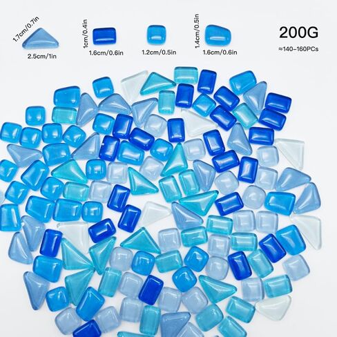 210G Crystal Free Stone Mosaic Tiles DIY Craft Kit, Ocean-Inspired Glass Granules Mosaic Glass Crafts for Art & Decor, Perfect for Kids, Adults, Home Decor(Blue Series) in Kuwait