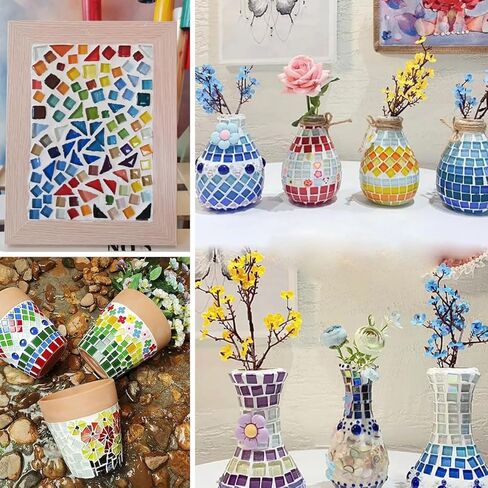 210G Crystal Free Stone Mosaic Tiles DIY Craft Kit, Ocean-Inspired Glass Granules Mosaic Glass Crafts for Art & Decor, Perfect for Kids, Adults, Home Decor(Blue Series) in Kuwait