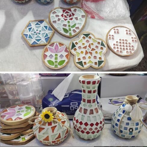 210G Crystal Free Stone Mosaic Tiles DIY Craft Kit, Ocean-Inspired Glass Granules Mosaic Glass Crafts for Art & Decor, Perfect for Kids, Adults, Home Decor(Blue Series) in Kuwait