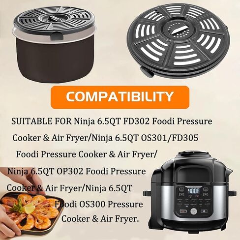 6.5QT Air Fryer Crisping Plate for Ninja FD302/FD305/OS300/OS301/OP302 Foodi Pressure Cooker Air Fryers, Upgraded Grill Pan Grate Crisper Tray Grid Shelf for Ninja Air Fryer, Dishwasher Safe in Saudi Arabia