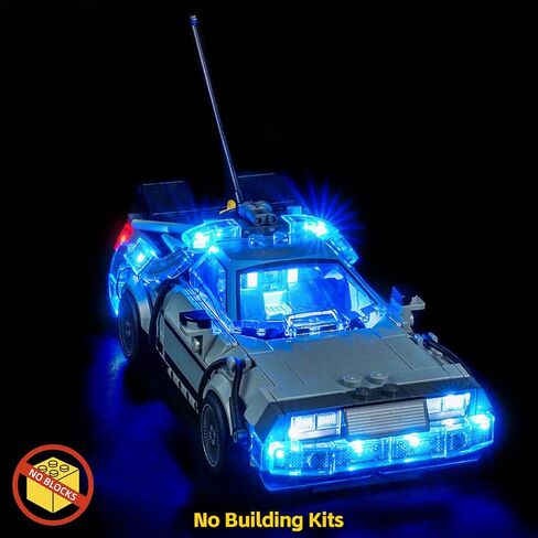 مصباح LED BrickBling متوافق مع آلة الزمن Lego Speed ​​Champions من العودة إلى المستقبل 77256 - لا يأتي مع السيارة (77256) in Kuwait