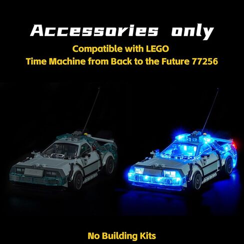 مصباح LED BrickBling متوافق مع آلة الزمن Lego Speed ​​Champions من العودة إلى المستقبل 77256 - لا يأتي مع السيارة (77256) in Kuwait