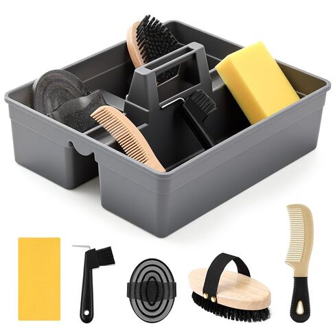 Abbylike 6 Pieces Horse Grooming Tote Kit Plastic Storage Grooming Bag for Horses Durable Tote Tack Box Organizer with Handle Horse Brush Sets Cleaning Caddy Supplies (Purple) in Saudi Arabia