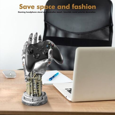 Cyberpunk Decor Controller and Headphone Stand, Robot Mechanical Arm Design, Desktop Holder for Gaming Accessories in Saudi Arabia