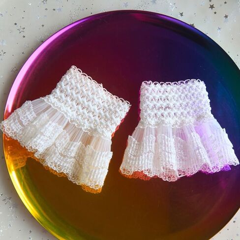1Pair Fake Sleeve Universal Ruffles Elbow Sleeve Gloves Sweater Decorative Arm Cover Lace Cuffs for Crafts & Sewing in Saudi Arabia