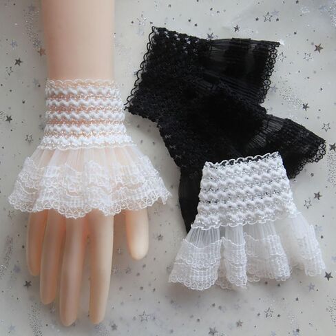 1Pair Fake Sleeve Universal Ruffles Elbow Sleeve Gloves Sweater Decorative Arm Cover Lace Cuffs for Crafts & Sewing in Saudi Arabia