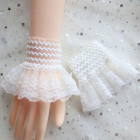 1Pair Fake Sleeve Universal Ruffles Elbow Sleeve Gloves Sweater Decorative Arm Cover Lace Cuffs for Crafts & Sewing in Saudi Arabia