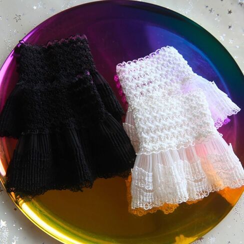 1Pair Fake Sleeve Universal Ruffles Elbow Sleeve Gloves Sweater Decorative Arm Cover Lace Cuffs for Crafts & Sewing in Saudi Arabia