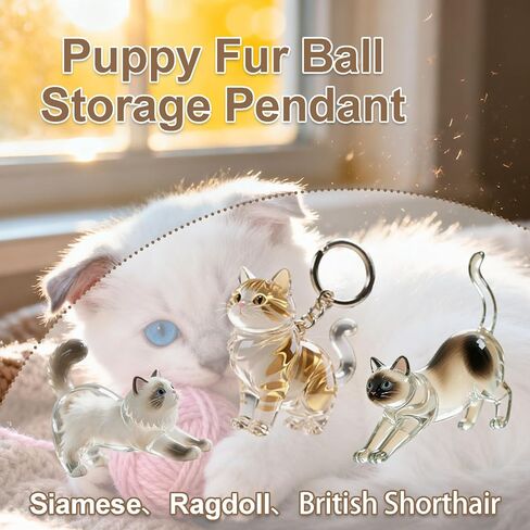 Pet Hair Keychain Cat Fur Keepsake Holder Cat Keychain Memorial Pendant Keyring Gift Pet Hair locket for Pet Lovers (Ragdoll) in Saudi Arabia