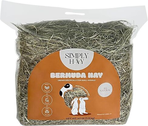 Bermuda Hay – High-Fiber, Low-Calcium Coastal Grass for Rabbits, Guinea Pigs & Small Pets – All-Natural, Hand-Packed, Timothy-Allergy Friendly (24 oz) in Saudi Arabia
