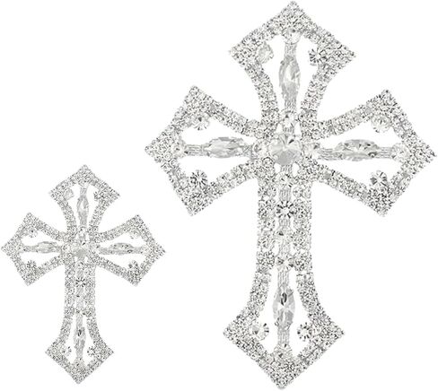 2Pcs Cross Patches Sparkling Rhinestone Applique Patches Sew on Rhinestone Patches for Clothes Dresses Jeans Jackets Bags Backpacks Hats Shoes Embellishments in Saudi Arabia