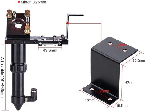 Cloudray C Series Head Fit to focus Lens D18 FL38.1& Dia.20mm FL.50.8/63.5/101.6 mm & Mirror Dia 25mm Replacement Part for CO2 Laser Engraver in Saudi Arabia