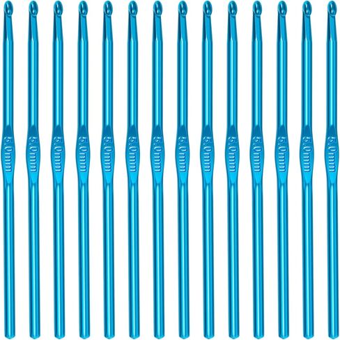 14 Pcs Bulk Crochet Hooks, 5mm Crochet Hook US Size H (Size 8) Aluminum Knitting Needles, Crochet Hooks for Beginners for Yarn Craft, DIY Yarn Crafts Beginners (Blue) in Saudi Arabia