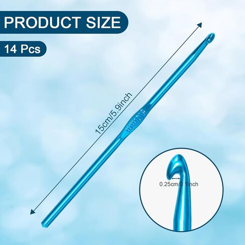 14 Pcs Bulk Crochet Hooks, 5mm Crochet Hook US Size H (Size 8) Aluminum Knitting Needles, Crochet Hooks for Beginners for Yarn Craft, DIY Yarn Crafts Beginners (Blue) in Saudi Arabia