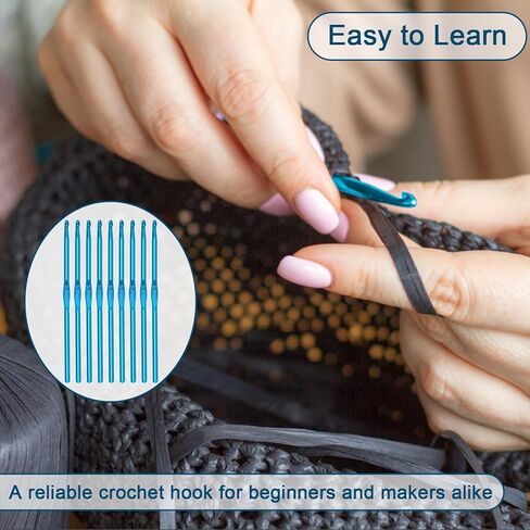 14 Pcs Bulk Crochet Hooks, 5mm Crochet Hook US Size H (Size 8) Aluminum Knitting Needles, Crochet Hooks for Beginners for Yarn Craft, DIY Yarn Crafts Beginners (Blue) in Saudi Arabia