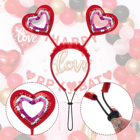 2 Pcs Valentines Day Pet Costumes - Small Dog & Cat Valentines Outfit (Collar and Headband), Red and Pink Themed Apparel for Small Pets in Saudi Arabia