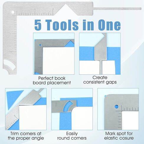 Yolev Book Cover Guide 5-in-1 Stainless Steel Metal Bookbinding Cover Tool for Making Book Cover Books Binding Tool Creating Books or Album Covers in Saudi Arabia