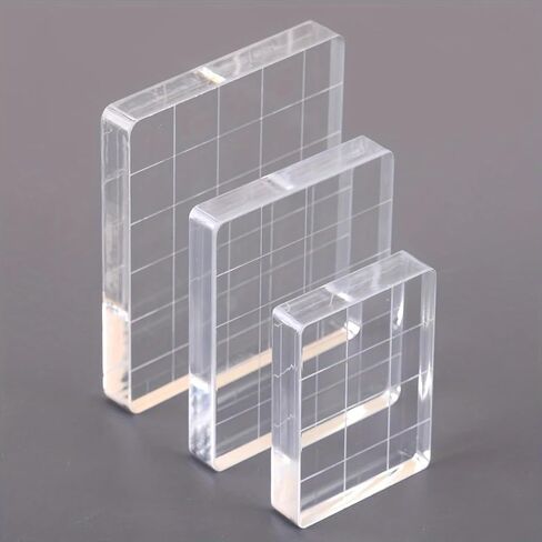 3pcs Clear Acrylic Stamp Block Set - DIY Scrapbook Craft Essentials, Transparent in Saudi Arabia