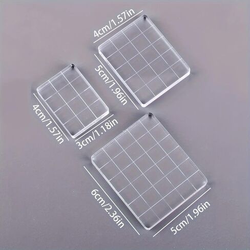 3pcs Clear Acrylic Stamp Block Set - DIY Scrapbook Craft Essentials, Transparent in Saudi Arabia