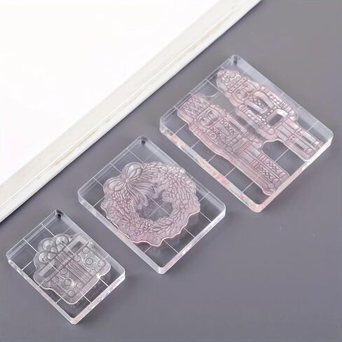 3pcs Clear Acrylic Stamp Block Set - DIY Scrapbook Craft Essentials, Transparent in Saudi Arabia