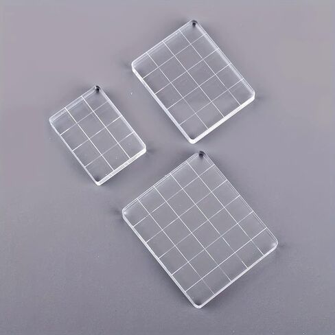 3pcs Clear Acrylic Stamp Block Set - DIY Scrapbook Craft Essentials, Transparent in Saudi Arabia