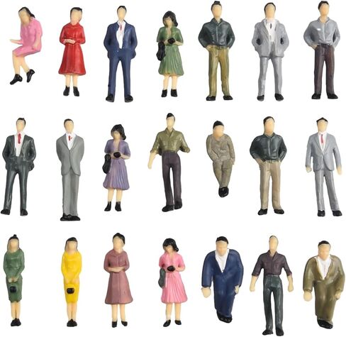 مجسمات أشخاص بمقياس 1:50 لمناظر القطار، 50 قطعة من الأوضاع المختلطة الألوان، ركاب مصغرون من البلاستيك لتخطيطات نماذج السكك الحديدية، تفاصيل واقعية in Kuwait